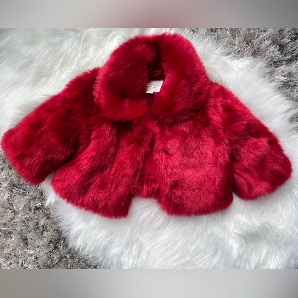 Cropped fluffy red coat for 2T